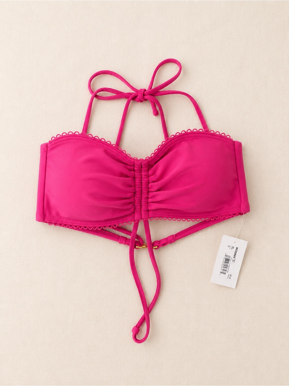 Hot Pink Strapless Bandeau Halter Top